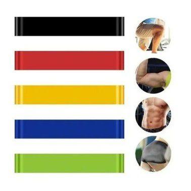 Imagem de Kit 5 Faixas Elásticas Mini Band Exercícios em Casa Extensor Academia Yoga Pilates Fitness Exercício Funcional