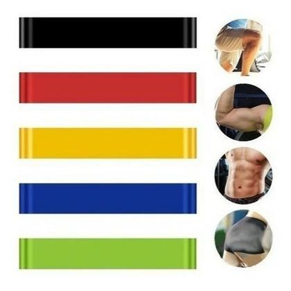 Imagem de Kit 5 Faixas Elásticas Mini Band Loop Exercicios Fitness
