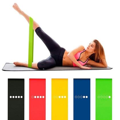 Imagem de Kit 5 Faixas Elásticas para Exercício de Resistência Fitness
