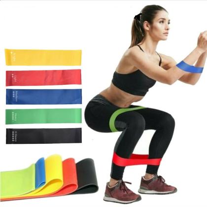 Imagem de Kit 5 Faixas Elásticas para Exercício de Resistência Fitness