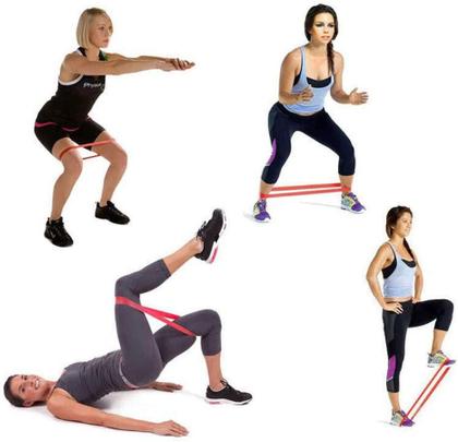 Imagem de Kit 5 Faixas Elásticas Para Exercícios Multifuncional Yoga Fisioterapia e Treino