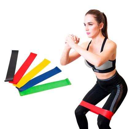 Imagem de Kit 5 Faixas Elásticas Resistência Para Exercícios