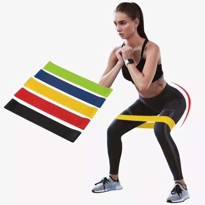 Imagem de Kit 5 Faixas Mini Band Exercícios Multifuncional Para Exercícios