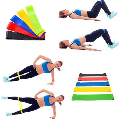 Imagem de Kit 5 faixas Mini Bands Faixa Elástica de Exercícios Diferentes Intensidades