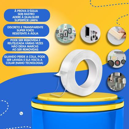 Kit 5 Fita Dupla Face Adesiva Nano Super Extra Forte - STORE SHARK Imagem de Kit 5 Fita Dupla Face Adesiva Nano Super Extra Forte