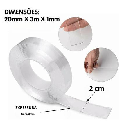 Kit 5 Fita Dupla Face Adesiva Nano Super Extra Forte - STORE SHARK Imagem de Kit 5 Fita Dupla Face Adesiva Nano Super Extra Forte