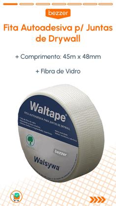 Imagem de Kit 5 Fita Telada Autoadesiva para Juntas Trincas Gesso e Drywall 45m x 48mm em fibra de Vidro