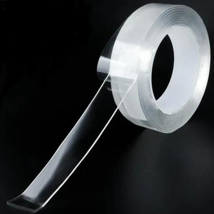 Imagem de Kit 5 Fitas Dupla Face Fixa Extra Forte Lavável Transparente 2 Metros Cola Quadro Espelho