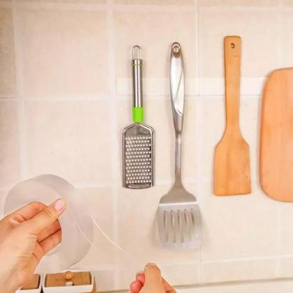 Imagem de Kit 5 Fitas Dupla Face Fixa Extra Forte Lavável Transparente 2 Metros Cola Quadro Espelho