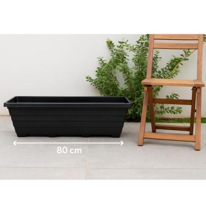 Imagem de Kit 5 Floreiras Grandes 80cm Jardim Plástico Preta