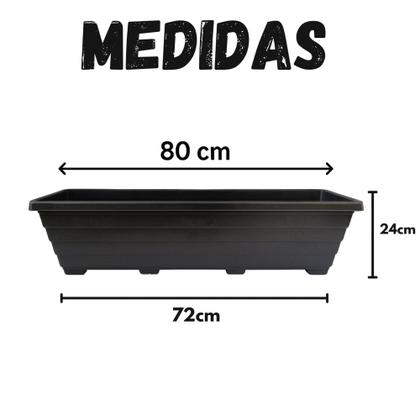 Imagem de Kit 5 Floreiras Grandes 80cm Jardim Plástico Preta
