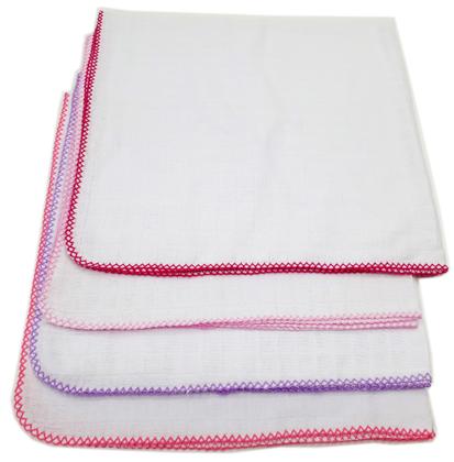 Imagem de Kit 5 Fralda Quadriculada Lisa 68 Cm X 68 Cm Com Crochê