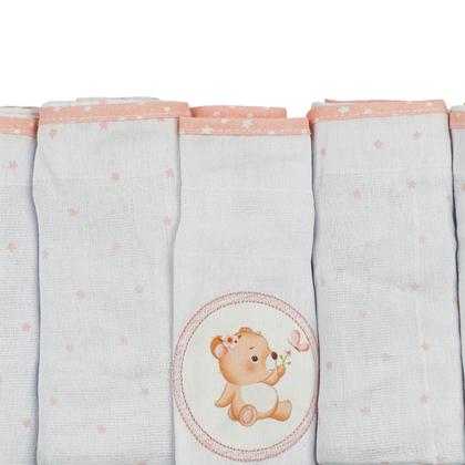 Imagem de Kit 5 Fraldas de Pano para Bebê 68 cm x 70 cm Urso Bublim