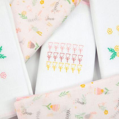 Imagem de Kit 5 Fraldas Papi 70x68cm Bordada e Estampada Tulipa Rosa