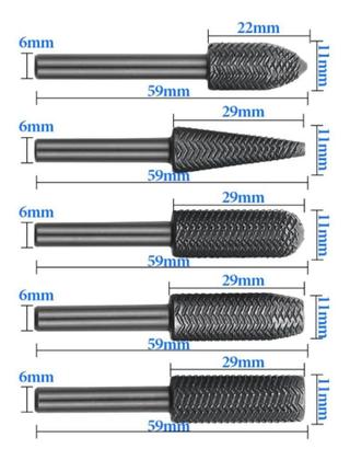 Imagem de Kit 5 Fresa Lima Rotativa P/ Aço Madeira Acabamento Bestfer