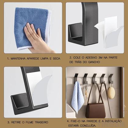 Imagem de Kit 5 Gancho Suporte De Parede Resistente Sem Furos Adesivo