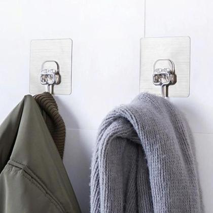 Imagem de Kit 5 Ganchos Adesivo Transparente Quadro Parede Sem Furos Para Cozinha Multiuso