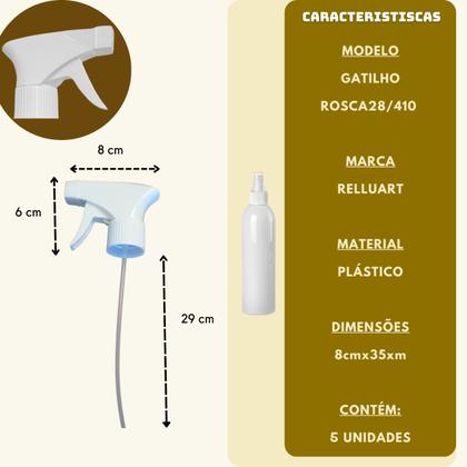 Imagem de Kit 5 Gatilho Spray Trigger para Frasco Borrifador Pulverizador Multiuso Limpeza Refil
