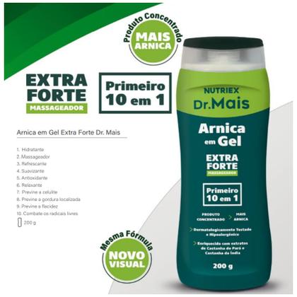 Imagem de Kit 5 Gel Arnica Massagem Refrescante Relaxante Extra Forte Dr. Mais 200ml Nutriex