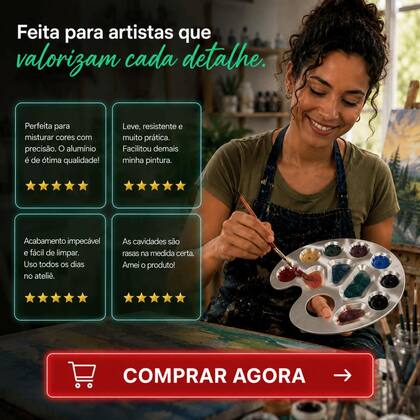 Imagem de Kit 5 Gode Paleta Aluminio 10 Cavidades Biscuit Porcelana Fria Ceramica Pintura Artesa Encomenda Acabamento Cores -