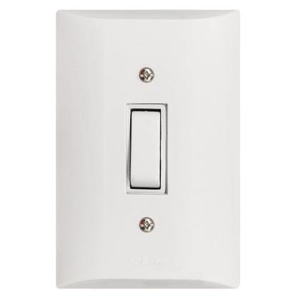 Imagem de Kit 5 Interruptor Simples 1 Tecla 10A Branco Com Placa Espelho Bivolt 127v e 250v