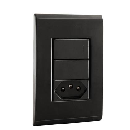 Imagem de Kit 5 Interruptor Simples+1Tomada 20A-Tramontina Liz Grafite