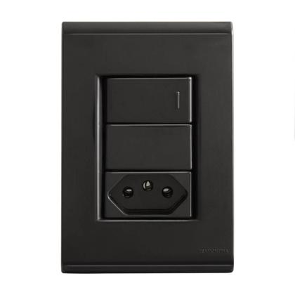 Imagem de Kit 5 Interruptor Simples+1Tomada 20A-Tramontina Liz Grafite