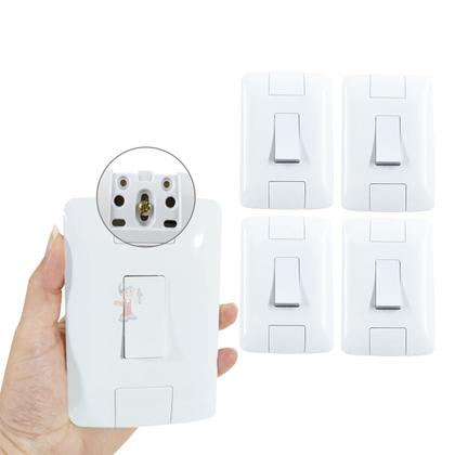 Imagem de Kit 5 Interruptor Simples Aria Branco Tramontina 6A/250V Com Parafusos e Furo Oblongo