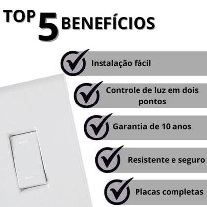 Imagem de Kit 5 Interruptor Simples Paralelo Embutir Liz Tramontina