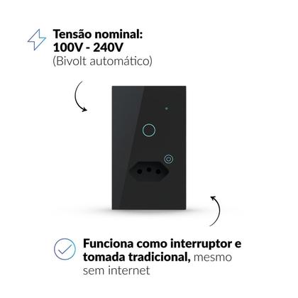 Imagem de Kit 5 Interruptor Smart Wi-fi 2.4 GHz Alexa 1 Botão e Tomada 4x2 Bivolt Preto 291990627-5 Neo Avant