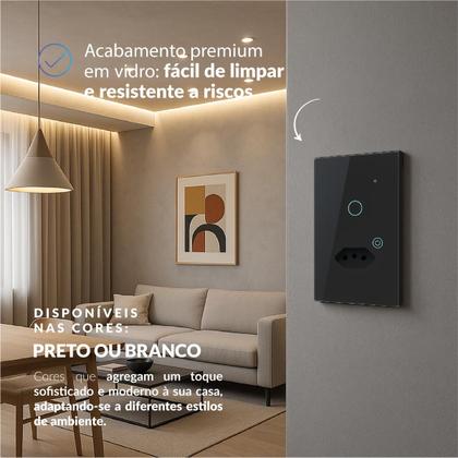 Imagem de Kit 5 Interruptor Smart Wi-fi 2.4 GHz Alexa 1 Botão e Tomada 4x2 Bivolt Preto 291990627-5 Neo Avant