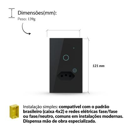 Imagem de Kit 5 Interruptor Smart Wi-fi 2.4 GHz Alexa 1 Botão e Tomada 4x2 Bivolt Preto 291990627-5 Neo Avant