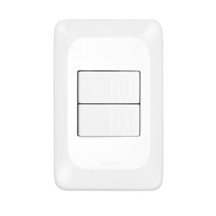 Imagem de Kit 5 Interruptores Duplo PIAL Pop 2 Teclas (Simples + Paralelo) Branco Conjunto 4x2 Parede