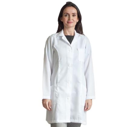 Imagem de Kit 5 Jaleco ¾ Manga Longa Unissex com Gola e 3 Bolsos Branco