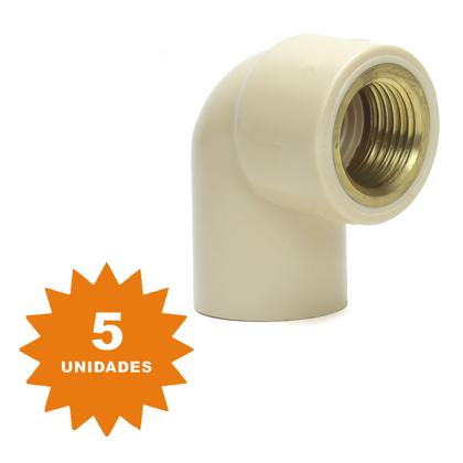 Imagem de Kit 5 Joelho Transição Fêmea 3/4 X 1/2 Cpvc Água Quente Tubo