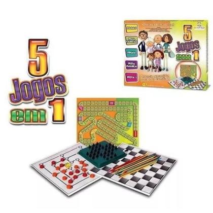 Imagem de Kit 5 Jogos Dama Trilha Resta um Pega Vareta Corrida - Divplast