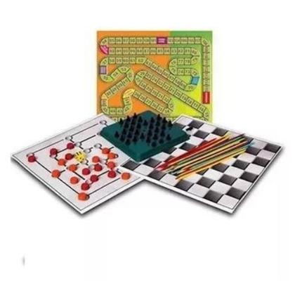 Imagem de Kit 5 Jogos Dama Trilha Resta um Pega Vareta Corrida - Divplast