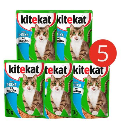 Imagem de Kit 5 Kitekat Sachê Peixe ao Molho para Gatos Adultos 70g