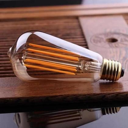 Imagem de KIT 5 Lâmpada Filamento Led ST64 Decorativa Retrô Vintage Âmbar bivolt 