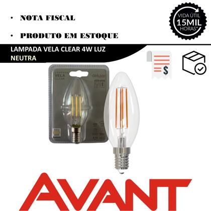 Imagem de Kit 5 Lampada Led Vela Filamento Clear 4w Branco Neutro 4000k E14