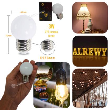 Imagem de Kit 5 Lâmpadas G45 Luz Festão + Extensão Varal De 5 Metros Ideal Para Espaço de Festa KIT007