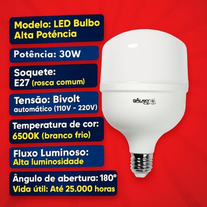 Imagem de Kit 5 lâmpadas Led 30W E27 bivolt
