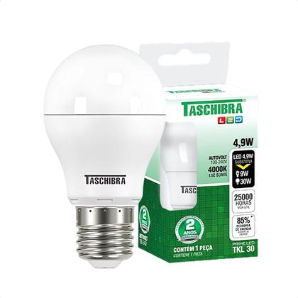 Imagem de Kit 5 Lâmpadas Led Bulbo TKL 4,9W Taschibra E27 Bivolt 3000K ou 4000K ou 6500K