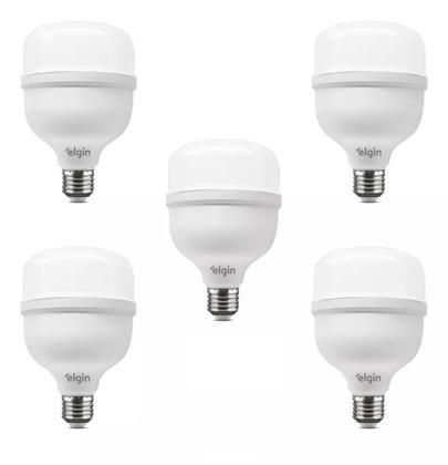 Imagem de Kit 5 Lâmpadas Led Super Bulbo 50w Alta Potência Bivolt Branco Frio Elgin