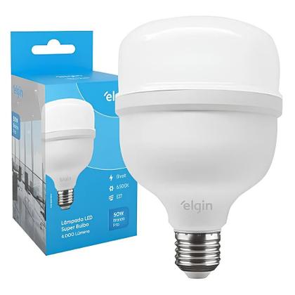 Imagem de Kit 5 Lâmpadas Led Super Bulbo 50w Alta Potência Bivolt Branco Frio Elgin