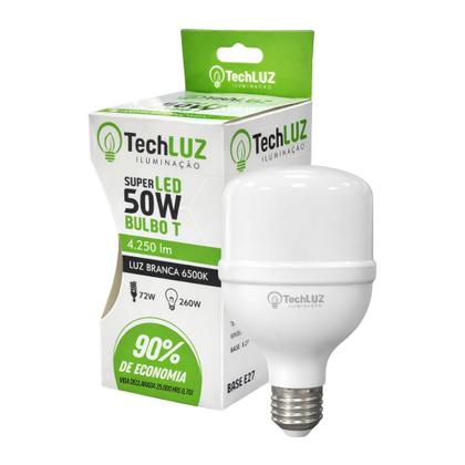 Imagem de Kit 5 Lâmpadas Led Super Bulbo 50w Alta Potência Bivolt Branco Frio Techluz