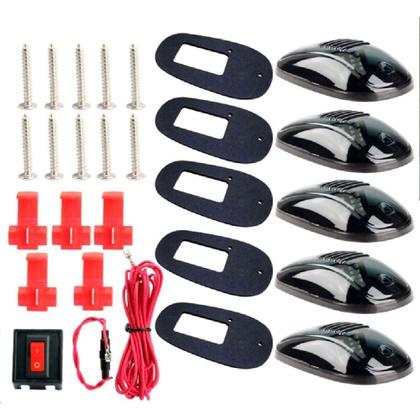 Imagem de Kit 5 lanternas cab ligth para teto caminhonetes com iluminação ambar