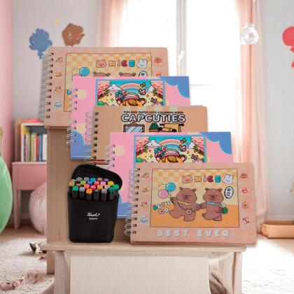 Imagem de Kit 5 Livros Para Colorir Infantil + Canetinhas Boobie Goods