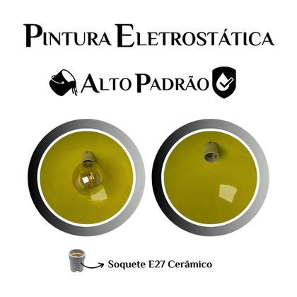 Imagem de Kit 5 Luminária Pendente Bala Com Interior Amarelo Com Fiação 110/220v