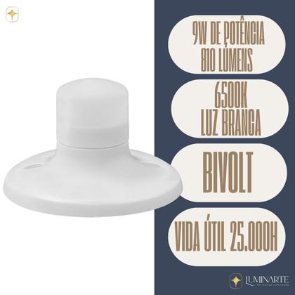 Imagem de Kit 5 Luminária Plafon Lâmpada De Led 9w 6500k Bivolt Branco Luminarte